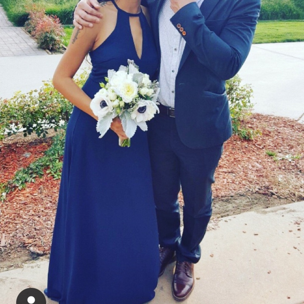 Lulu’s Navy halter bridesmaid maxi dress